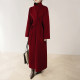 New Year's jersey red long double-sided woolen coat with stand collar
