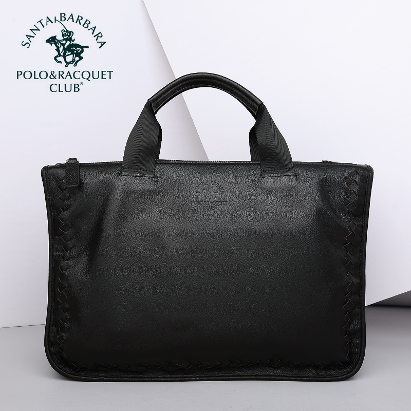 St. Paul's travel business bag high-end light luxury brand men's handbag pure cowhide horizontal briefcase men's bag
