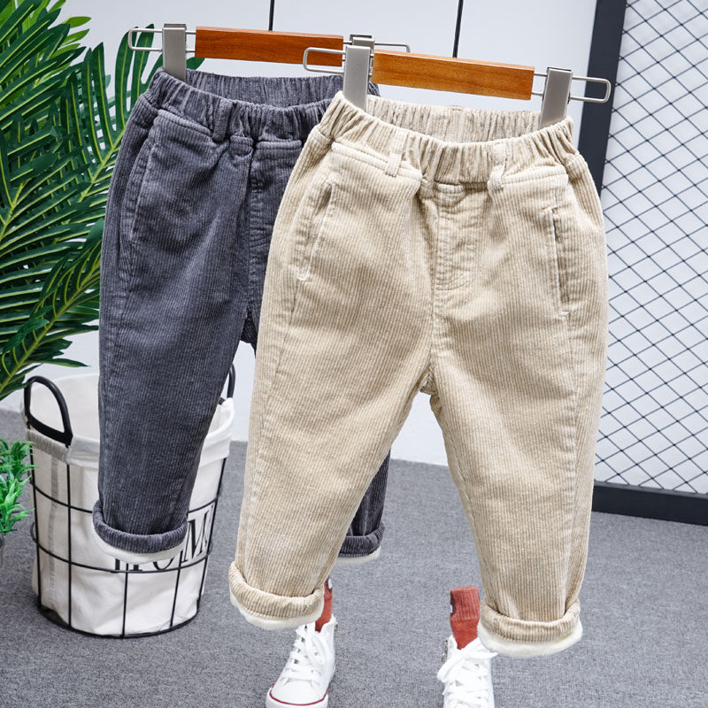 Boys' thickened corduroy pants 2022 autumn and winter children's baby elastic loose casual pants boys and girls old pants