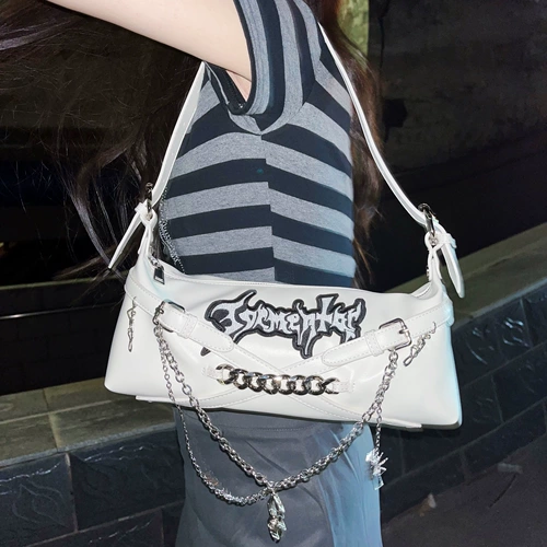 Ретро небольшая дизайнерская цепь на цепочке, сумка на одно плечо, генерирование электричества, в стиле панк