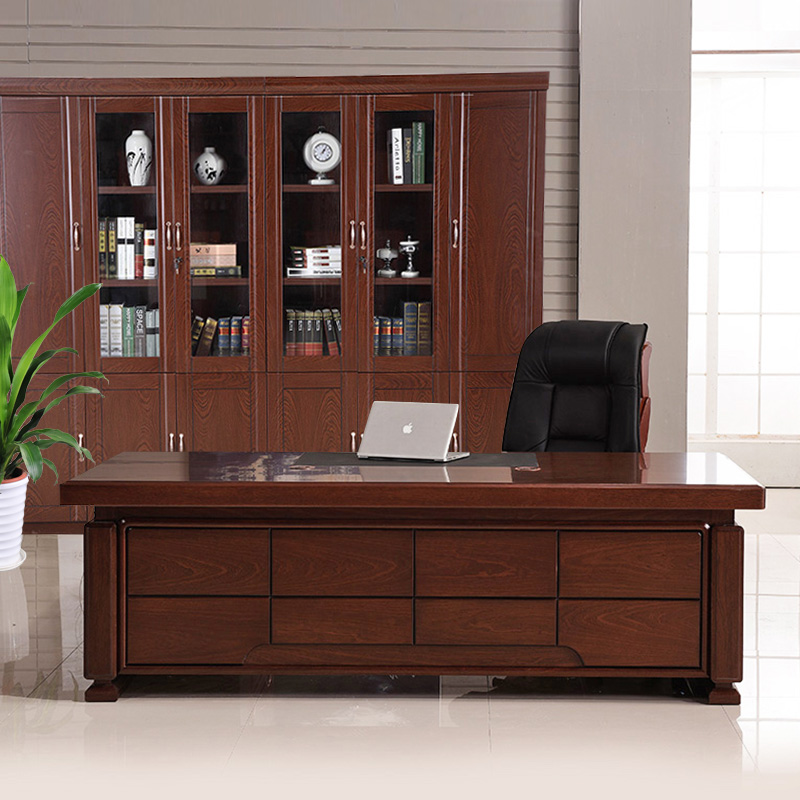 Office Furniture Executive Desk Boss Desk Desk Chair Combination Modern Chinese-style Solid Wood Leather President's Desk Manager's Desk
