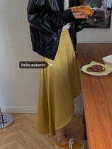 autumn Jun autum multicolor irregular skirt women autumn long high waist A- line dress ins Wind skirt