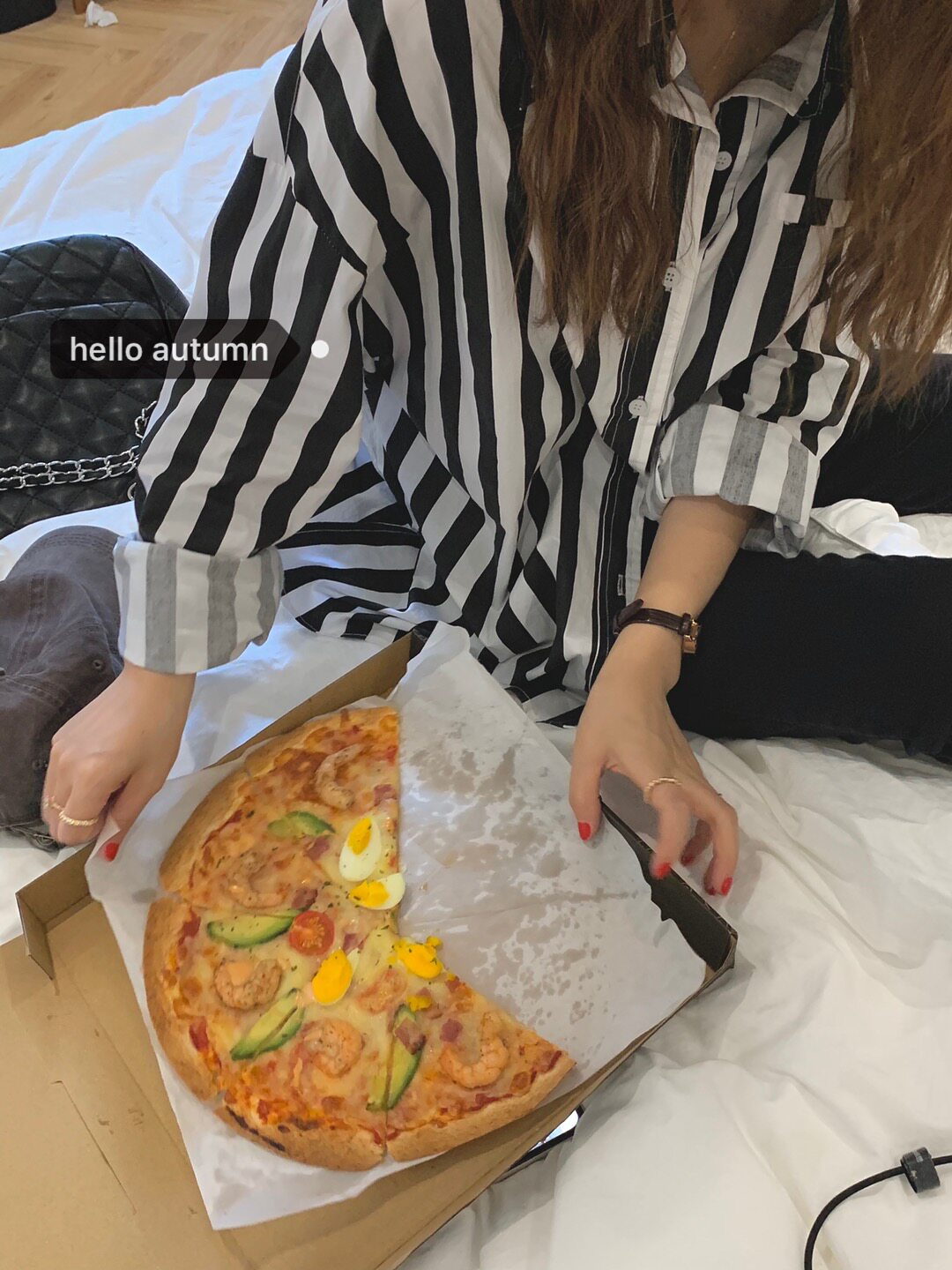 autumn Jun autum black and white thick striped shirt female spring and autumn long sleeve Korean loose versatile design style top