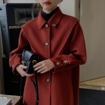 Autumn king autumn new year vintage woolen red double-sided woolen coat women winter thick long woolen coat
