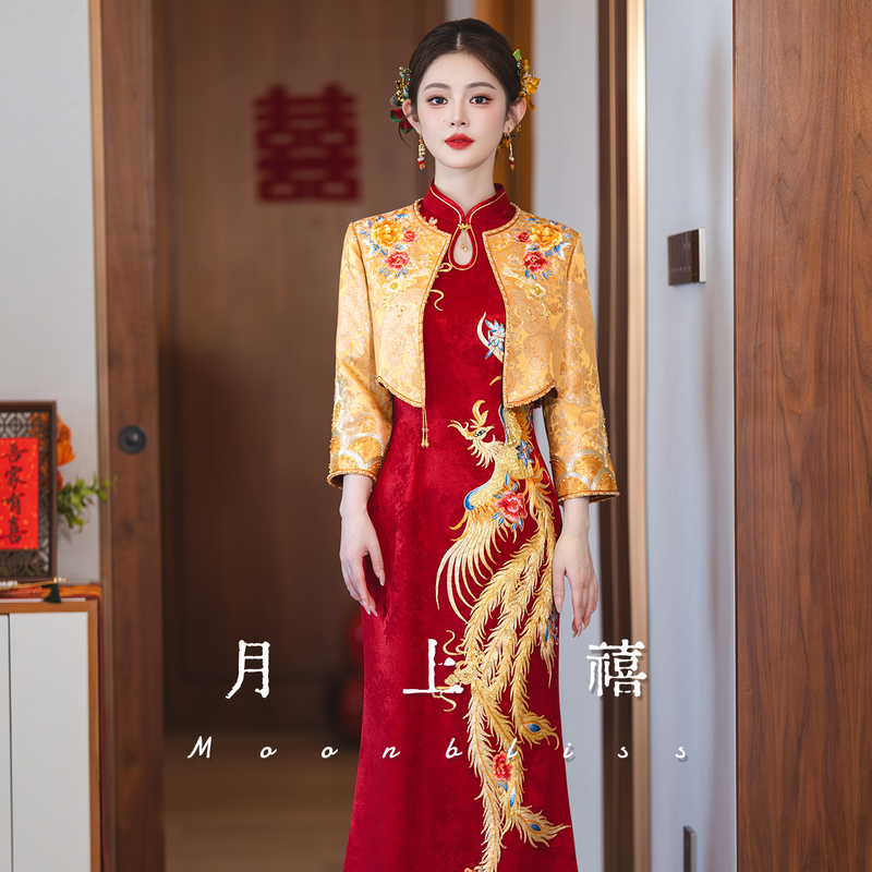 High-End Trailing Cheongsam Xiuhe Dress Wedding Dress 2026 New Dragon and Phoenix Gown Bride New Chinese Style Wedding Toast Dress Set High-End Trailing Cheongsam Xiuhe Dress Wedding Dress 2026 New Dragon and Phoenix Gown Bride New Chinese Style Wedding Toast Dress Set