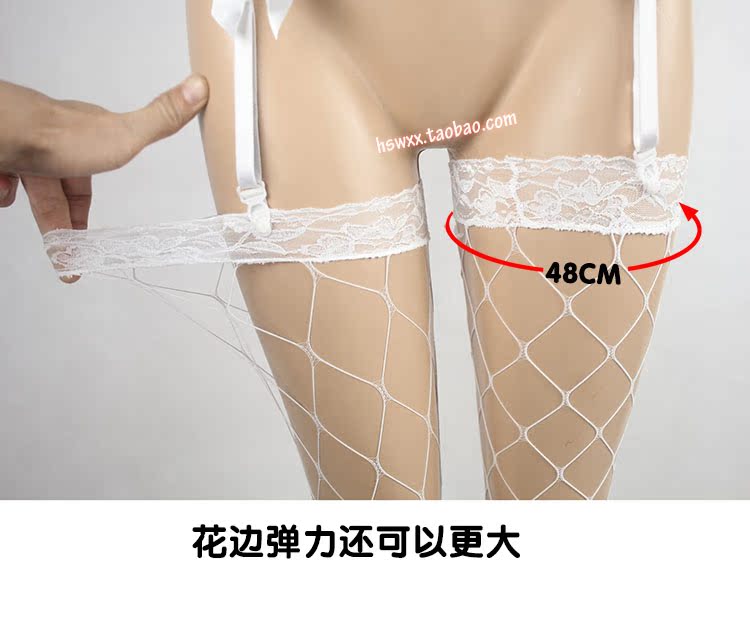 Châu âu và Mỹ siêu mỏng màu đen trắng ren treo vớ lưới lớn garter với vớ đặt trên đầu gối dài vớ mã