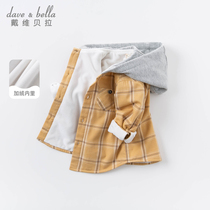 David Bella boys coat winter coat baby plus fleece tops kids dress foreign baby hooded warm clothes boys