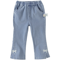 David Bella Childrens Pants 2024 New Spring Dress Girls Fashionable Denim Pants Medium and Large Childrens Casual Flared Pants