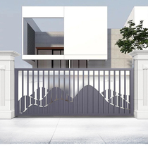 HANDU New Chinese Style Villa Courtyard Gate Minimalist Garden Electric Aluminum Alloy Wall Sliding Doors