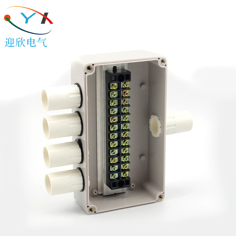 Outdoor waterproof junction box, one in, four out, four pipes, PVC management wire box, industrial control power distribution line, security box