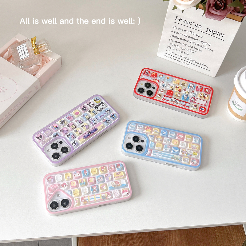 Suitable for iPhone Phone Case iPhone 15 New Model 14Promax Cute Protective Case Keyboard Style New Phone Case Katie iPhone 16Promax Apple Kitty
