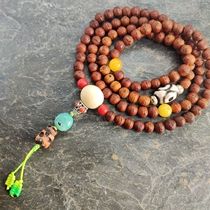 Sinking seeds Nepal Phoenix eye Phoenix Bodhi multi treasure beads rosary 108 necklace bracelet red leather eye diameter 9mm