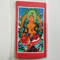 Tibetan Buddhism new hand-painted Tibetan little Thangka yellow Wealth God portable micro Tang Zaka Buddha statue painting core