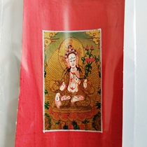 Hand-painted new Tibetan gold powder small Thangka white mother portable micro Tang Zaka Buddha statue painting core Tibetan Buddhism