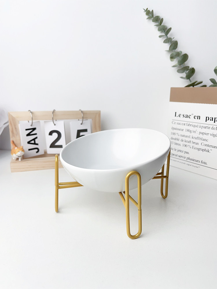 ins cat bowl ceramic oblique mouth cat food bowl high iron shelf neck guard cat bowl dog bowl water bowl food bowl pet bowl