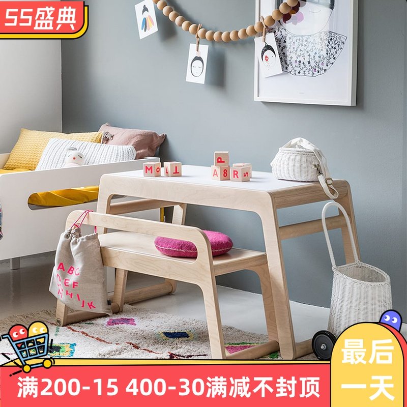 Solid wood minimalist children study table elementary school students desk boy girl's desk home student book table and chairs combination
