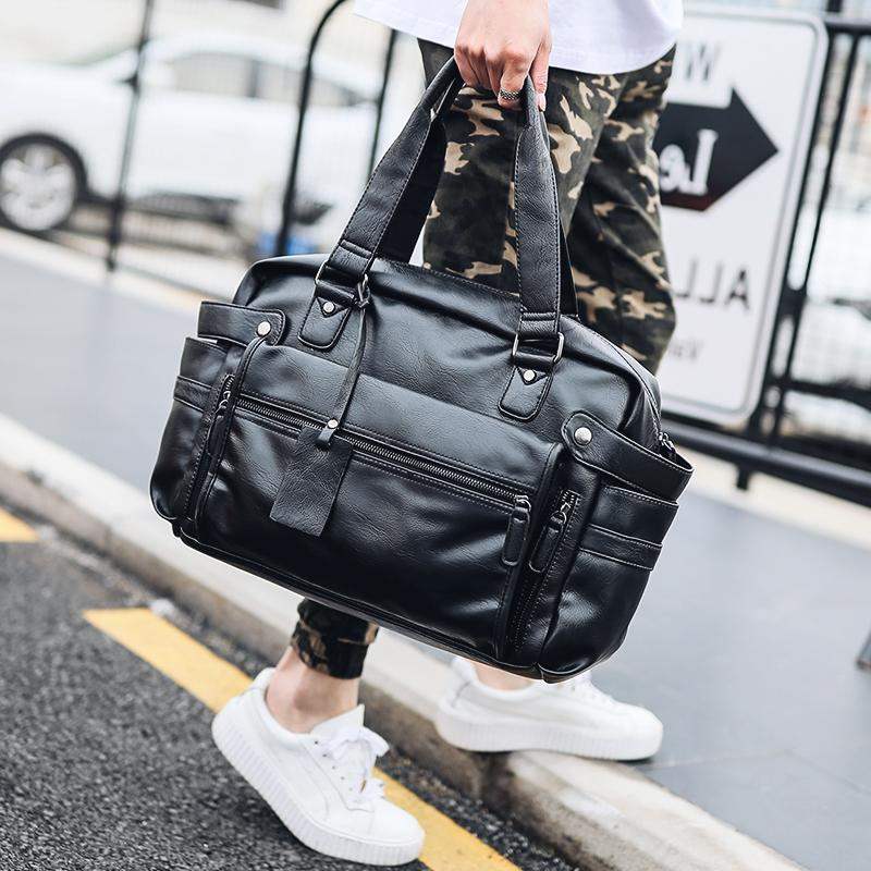 Large Capacity Single Shoulder Carry-on Travel Bag Men Genuine Leather Sport Fitness Bag Men and women Han version Tidal Cortex Men Bag Big Bag