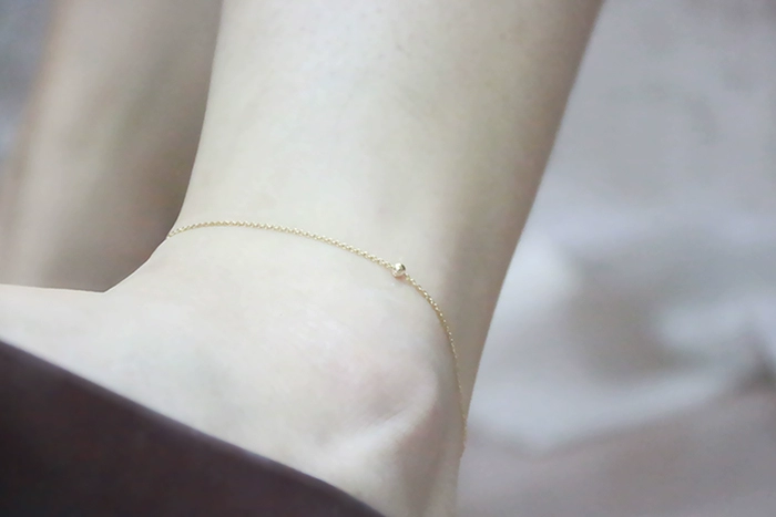 Rất tốt và đơn giản Mỹ 14k hạt đậu vàng mong muốn hạt vàng chuyển hạt vòng vòng chân vòng chân không phai - Vòng chân vòng chân