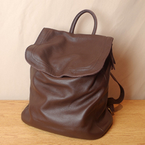 Simple leather backpack womens large capacity soft leather schoolbag 2022 new fashion original womens backpack