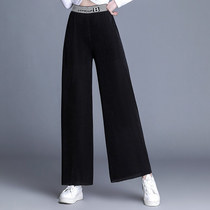Middle-aged and elderly spring and summer mothers wear thin casual trousers stretch leg pants square dance large size Performance pants elastic waist