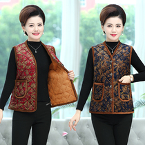 2021 Middle-aged and elderly womens autumn and winter plus velvet warm thickened vest size mother cashmere jacket jacket