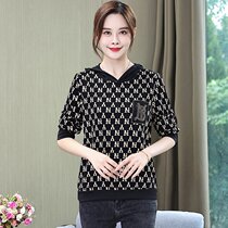 Middle-aged womens autumn sweatshirt hooded long sleeve T-shirt casual plus size mother wear age 2021 New Coat