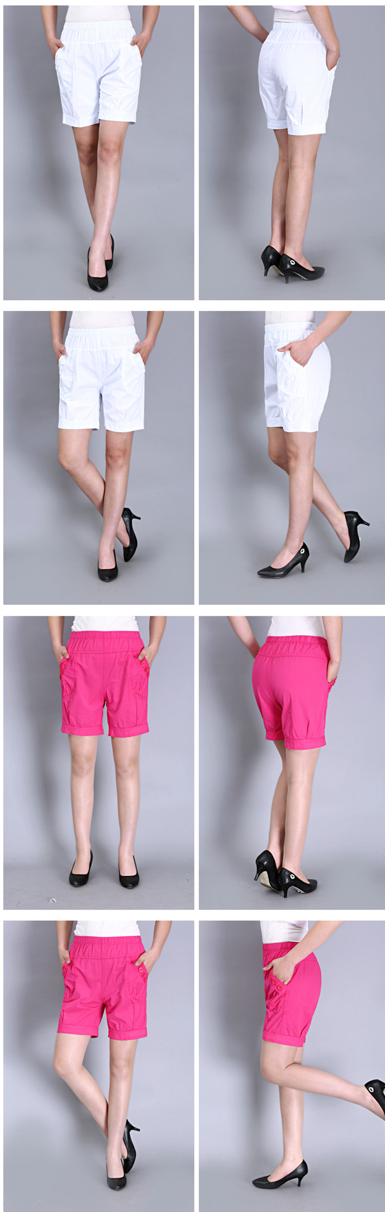 Phụ nữ trung niên của mùa hè ăn mặc quần mẹ cotton quần nóng quần short đàn hồi eo lỏng kích thước lớn quần quần short giản dị áo kiểu trung niên hàn quốc