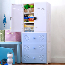 Coffee bear double door type childrens cartoon drawer storage cabinet 3 layers baby baby wardrobe sundries locker