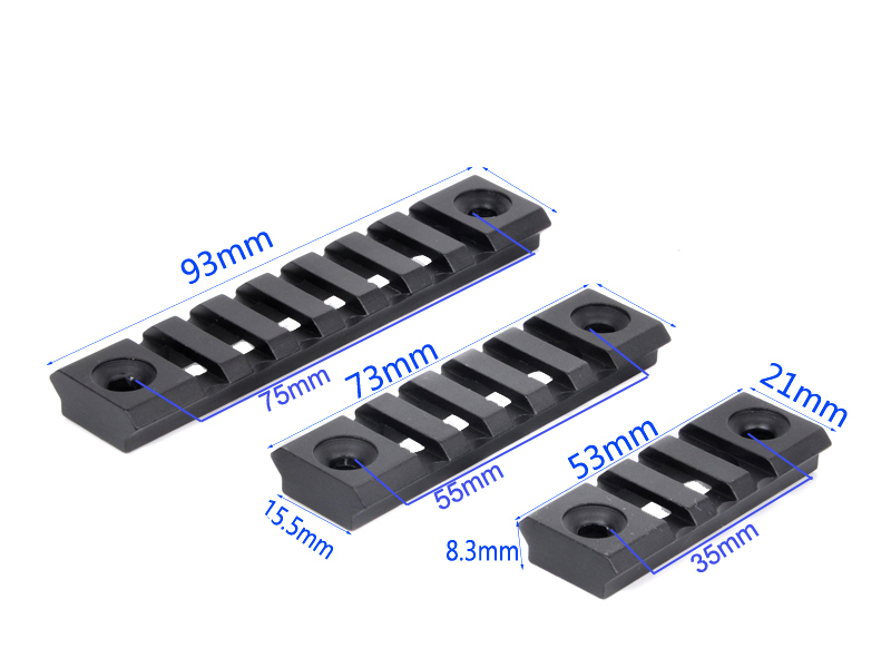 Aluminum alloy hollow leather rail Dovetail groove flat rail rail rail connection clip rail 3-piece set