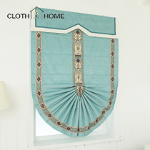 Curtains ins Style Blue Chenille fan-shaped Roman Blinds Balcony dining kitchen decorative curtains