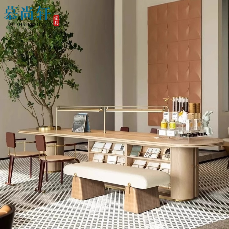 Light Luxury Library Reading Table, Cafe Bar Chair, Hotel Leisure Area Mezzanine Desk and Chair, Negotiation Conference Table