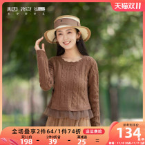 Fireworks permed round neck French sweater 2022 autumn and winter new womens commuter niche design knitted sweater ZG Mengbei