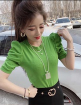 New Korean summer candy color NET version solid color T-shirt short sleeve base shirt half sleeve female slim body thin body shirt