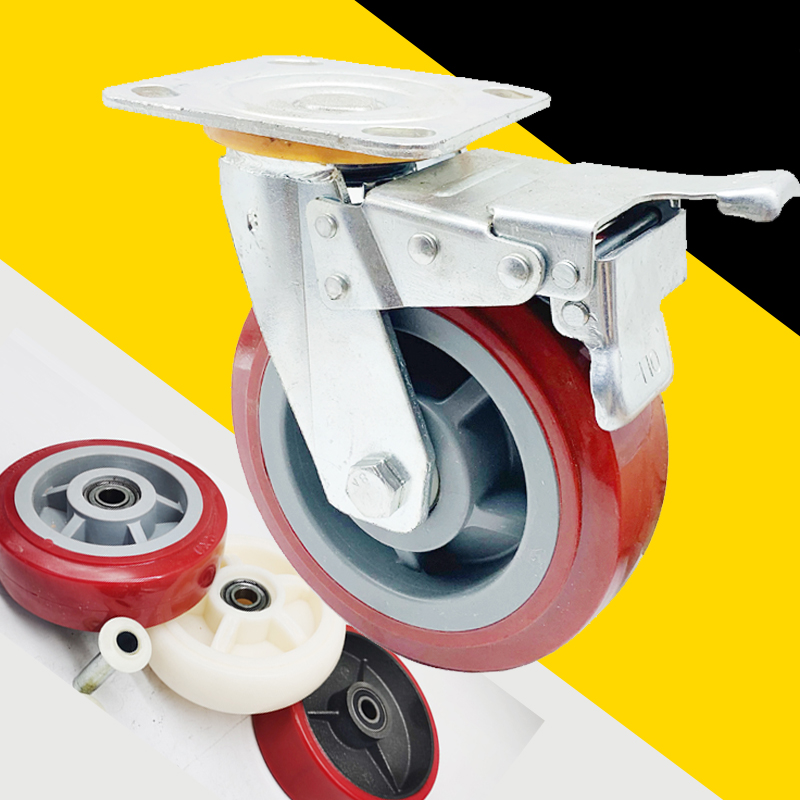 Heavy-duty flat wheel mechanical universal wheel large load-bearing 1 ton universal wheel caster AB brake wheel large universal wheel