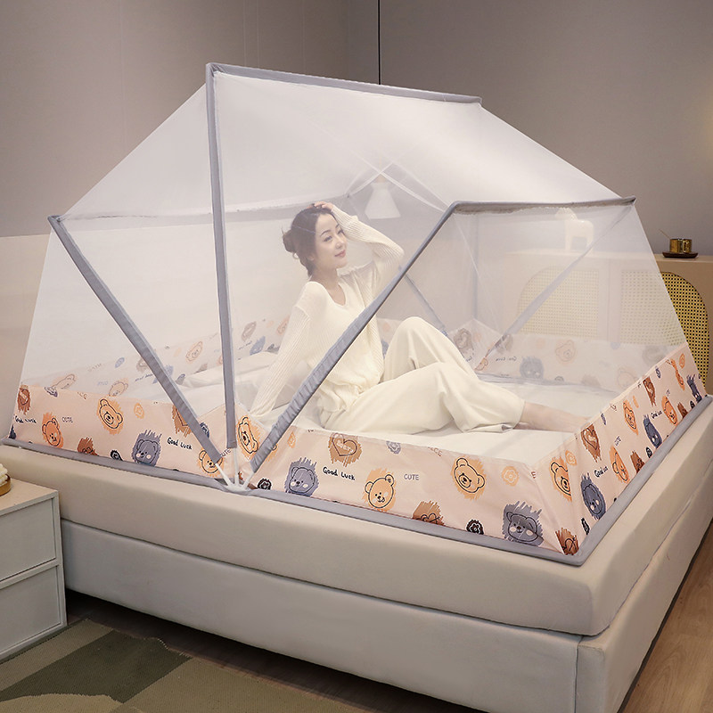 Folding Mosquito Nets free of mounting Folds 2022 New Home Single Beds Student Dormitory Crypto Thickened Mongolia Bag
