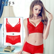 Cổ tích nên có màu đỏ năm nay sexy ren đồ lót kích thước lớn chất béo mm áo ngực mỏng đặt ngực lớn nhỏ