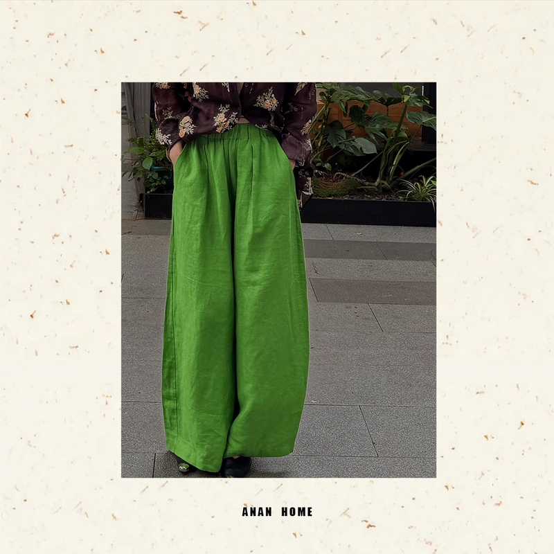 Anan2025｜Walking Leisurely in the Courtyard｜High-Quality Wide-Leg Pants with a Sense of Sophistication, Casual Pants X58612