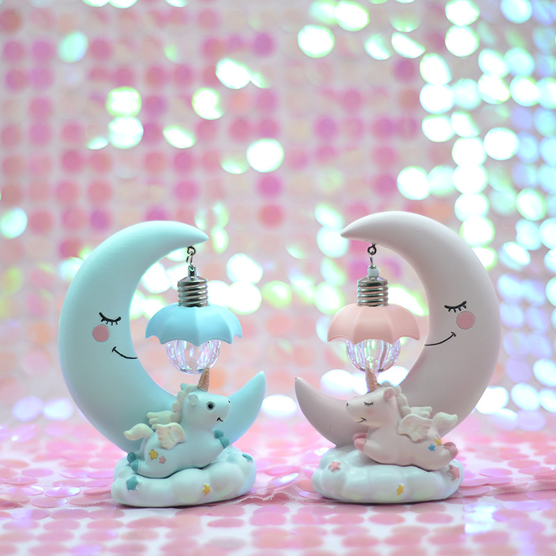 Birthday Gift Idea Small Table Light Decorated Teenage Girl Hearts Room Arrangement Unicorn Stars Light Student Gift