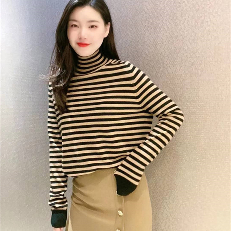 Brother's new 2021 winter streaks high collar cashmere knitwear sweater 1399022-7T13353-037