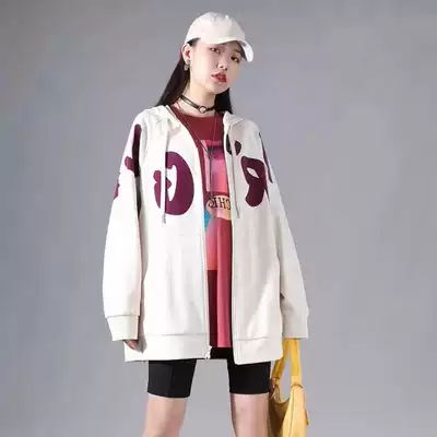 Novel gothic 2021 spring new hooded loose letter printing thick cotton T1400380-42095AM-001