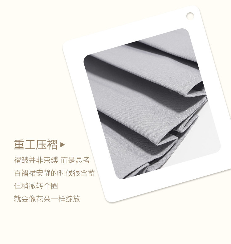 凡兔简约舒适单排扣显瘦百褶连衣裙2022夏季新款时尚口袋通勤裙女详情8