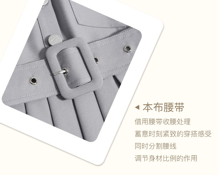 凡兔简约舒适单排扣显瘦百褶连衣裙2022夏季新款时尚口袋通勤裙女详情7