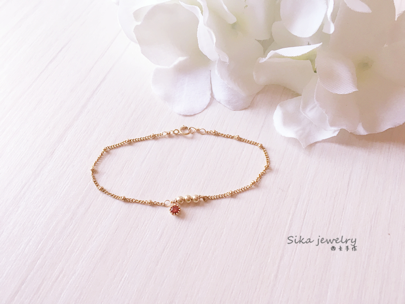 Sika nguyên bản Hoa Kỳ 14k vàng hạt ruby ​​vàng mịn chuỗi Nhật Bản và Hàn Quốc đơn giản vòng đeo tay nữ trang sức chuỗi chân - Vòng đeo tay Clasp vòng tay đá thạch anh