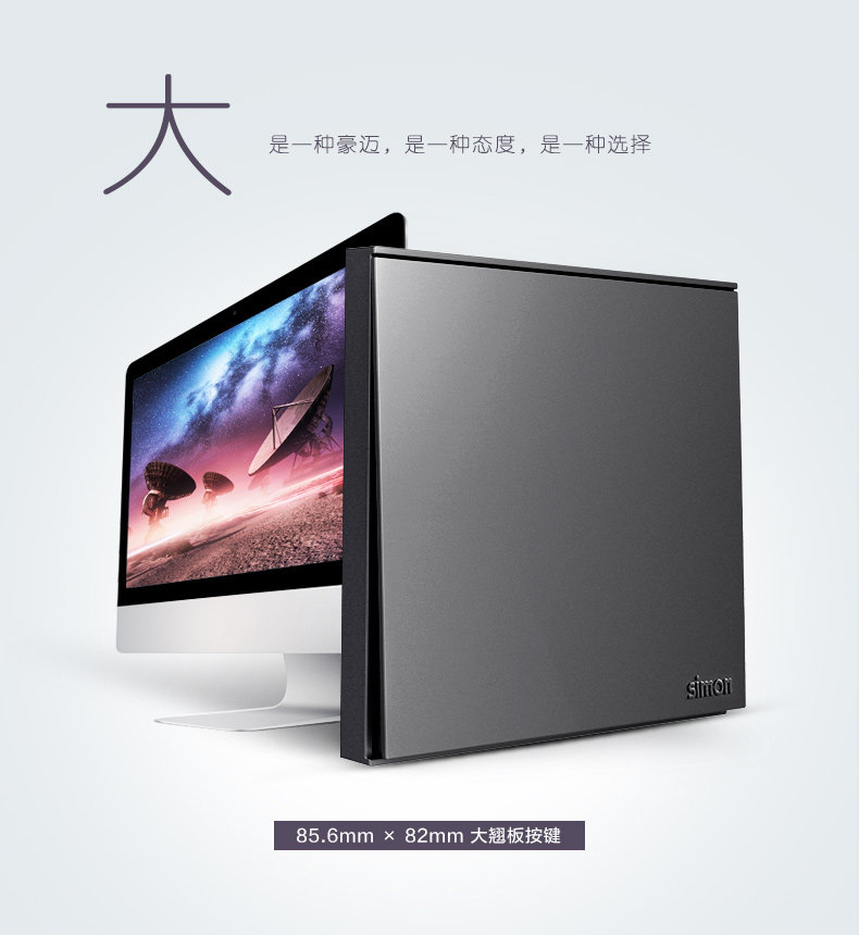 Выключатель многоклавишный 西蒙 e6系列  一位双控换向开关(荧光灰) Simon