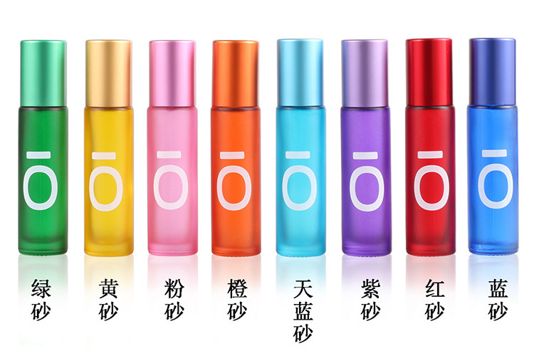 8-color colorful scrub essential oil roller ball bottle spray bottle light-proof glass roll-on essential oil empty bottle perfume sub-bottling