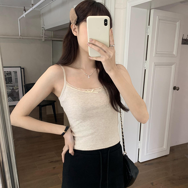 suseyiku lace stitching camisole women's summer vacation inner wear 2024 new pure desire short top