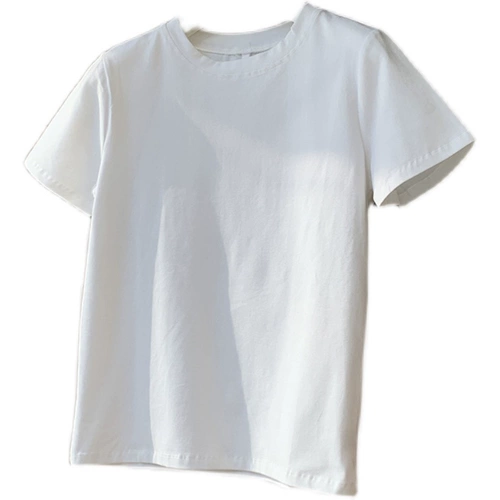 Белая летняя базовая приятная телу цветная футболка с круглым воротником, короткий рукав, свободный крой