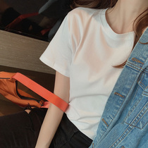Spring and summer 2021 new Korean version of the small man basic solid color short-sleeved T-shirt female chic net red western style inner top