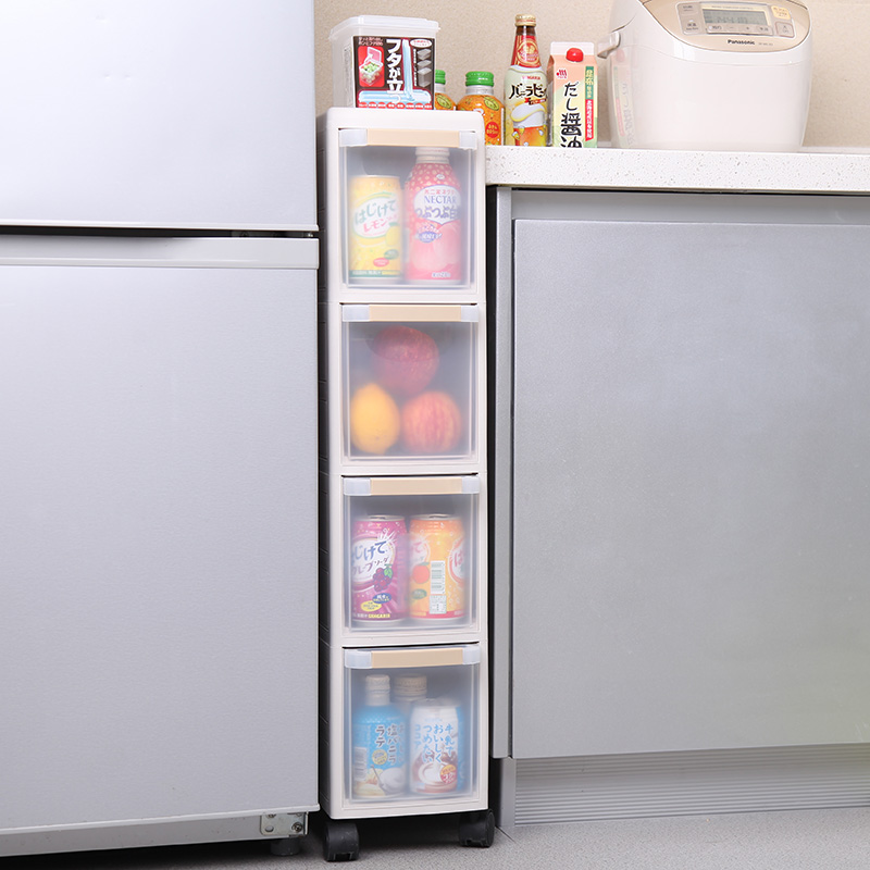 Japanese sewn drawer-type containing cart cabinet kitchen gap storage finishing gap transparent bathroom bedroom finishing