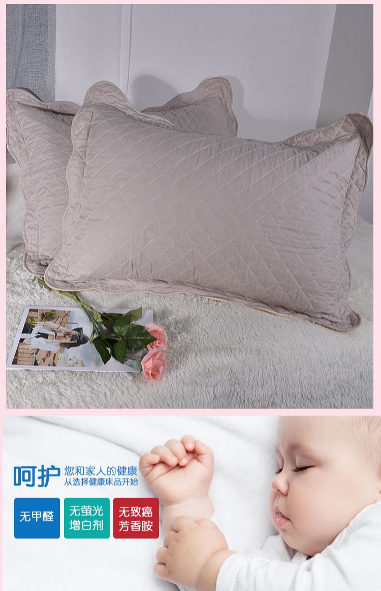 Gối gối cotton cặp gối người lớn lõi thêu thêu gối bông 48x74 gối tre